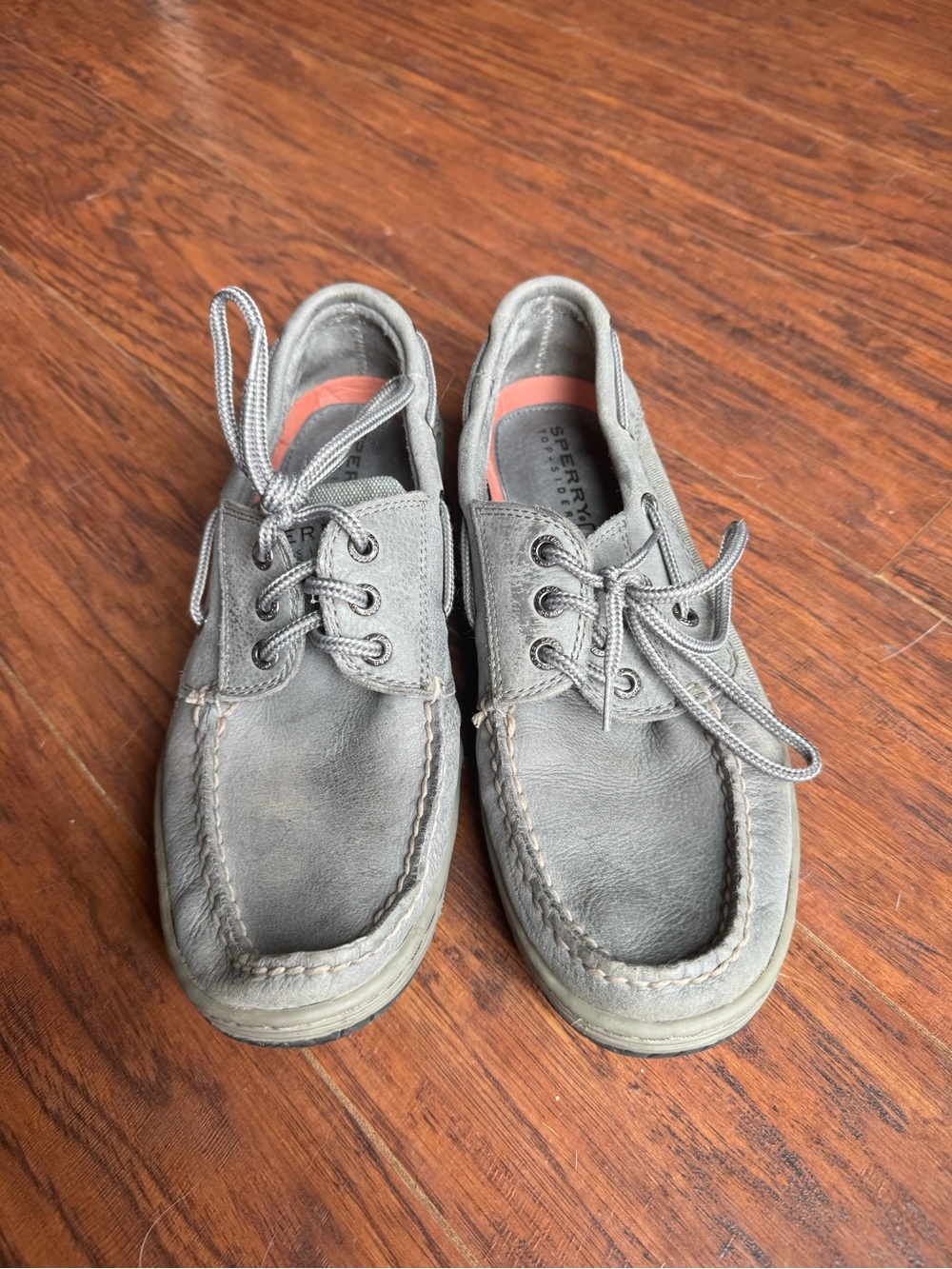 Sperry Men's Leather Boat Shoes in Gray with Contrast Inner Trim